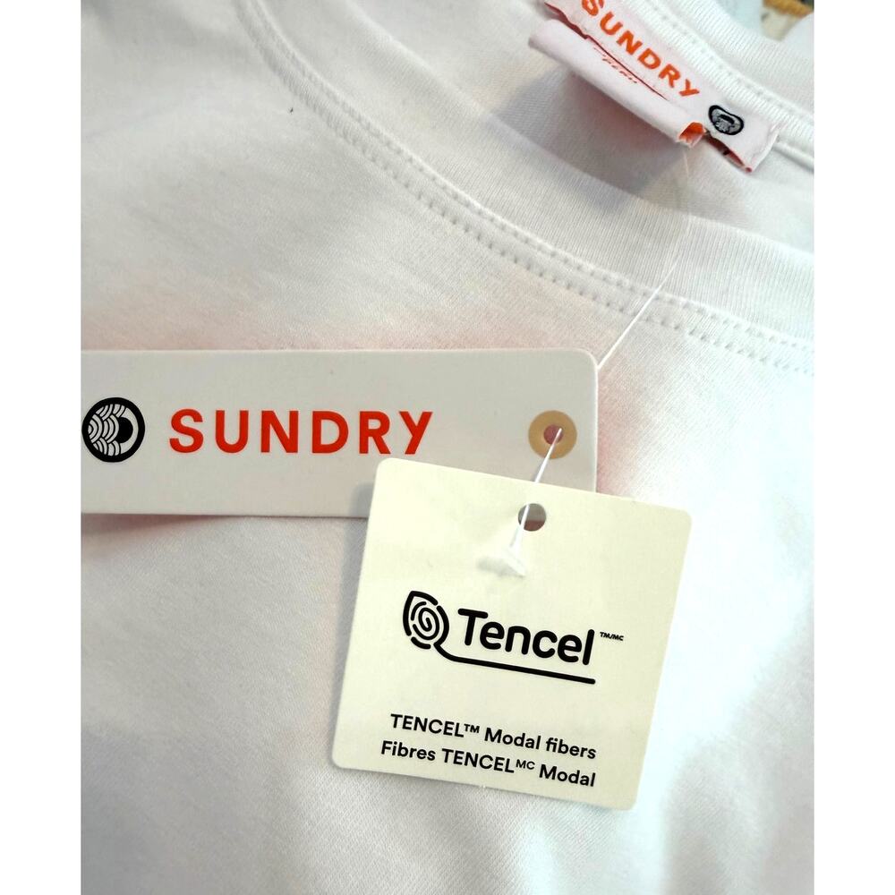 Sundry NEW Cotton Blend White T-Shirt, Small - Picture 5 of 6